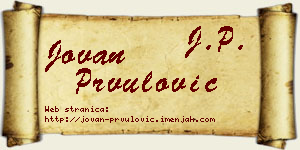 Jovan Prvulović vizit kartica